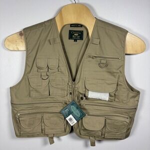 Crystal River Mens Tan Cotton 27 Pocket Fly Fishing Utility Vest Large NWT